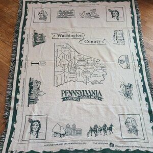 Washington County, PA blanket, Green and White with Historical Places and People
